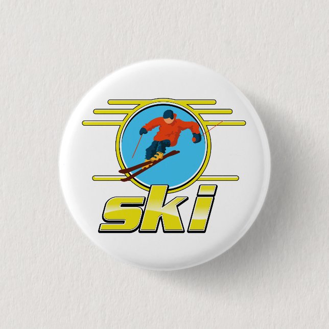 Badge Rond 2,50 Cm Logo de ski rétro 90 (Devant)