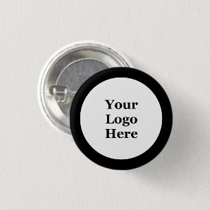 Badge Rond 2,50 Cm Logo de société noir et blanc avec bordure