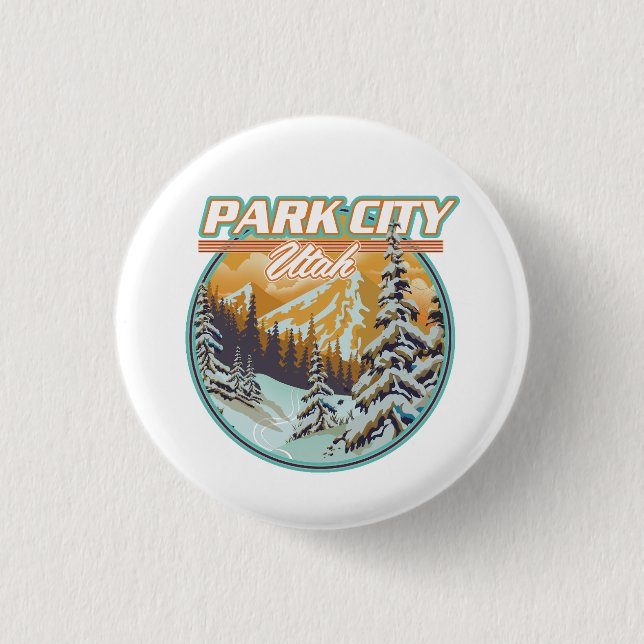 Badge Rond 2,50 Cm Logo de voyage Park City Utah (Devant)