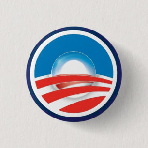 Badge Rond 2,50 Cm Logo du lever de soleil 3D d'Obama dans termes