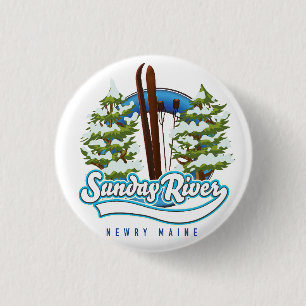 Badge Rond 2,50 Cm Logo du ski de Sunday River Newry Maine