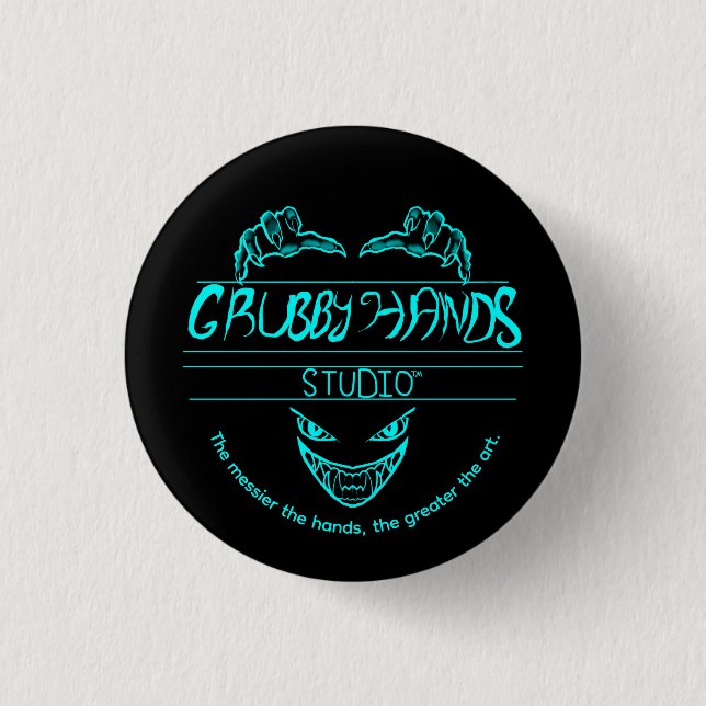 Badge Rond 2,50 Cm Logo du studio Grubby Hands + Broche du bouton de  (Devant)