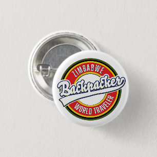 Badge Rond 2,50 Cm Logo du voyageur du monde de randonneurs du Zimbab
