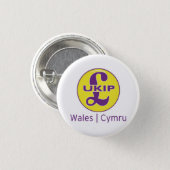 Badge Rond 2,50 Cm Logo d'UKIP Pays de Galles Cymru (Devant & derrière)