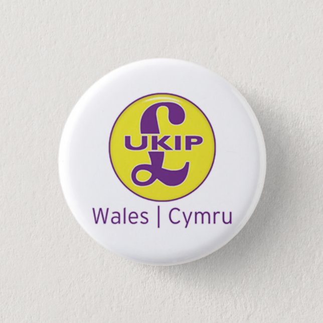 Badge Rond 2,50 Cm Logo d'UKIP Pays de Galles Cymru (Devant)
