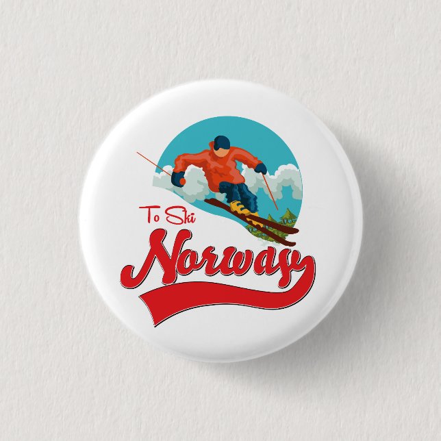 Badge Rond 2,50 Cm logo Norvège pour skier. (Devant)