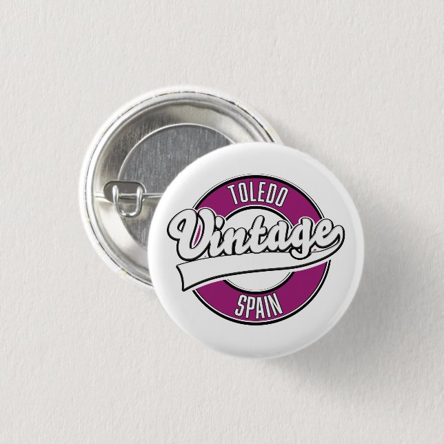 Badge Rond 2,50 Cm Logo rétro style Tolède Espagne (Devant & derrière)