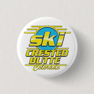 Badge Rond 2,50 Cm Logo ski des années 80 Crested Butte Colorado