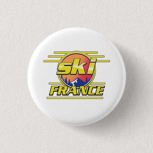 Badge Rond 2,50 Cm logo ski France 80s. (Devant)