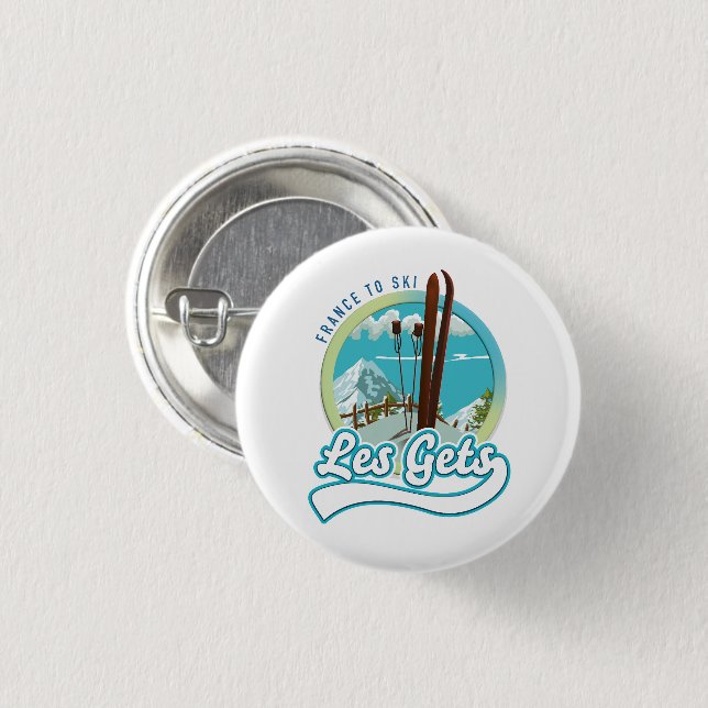 Badge Rond 2,50 Cm Logo ski Les Gets France (Devant & derrière)