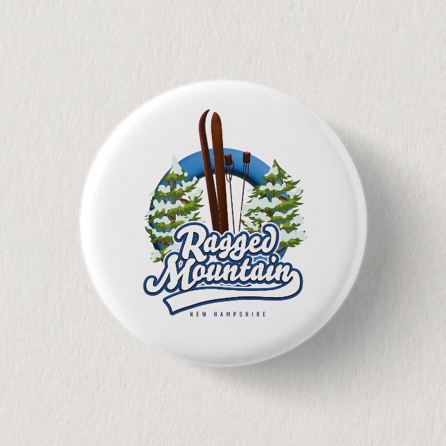 Badge Rond 2,50 Cm Logo ski Ragged Mountain New Hampshire (Devant)