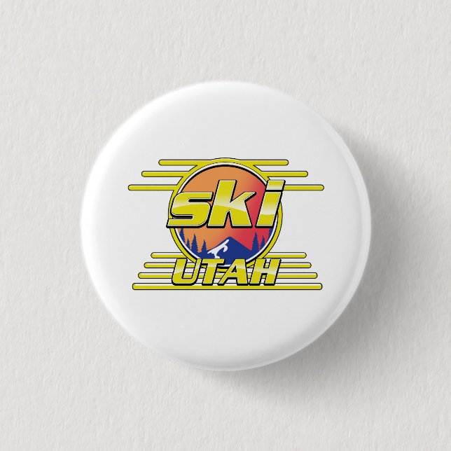 Badge Rond 2,50 Cm Logo Utah Ski des années 1980 (Devant)