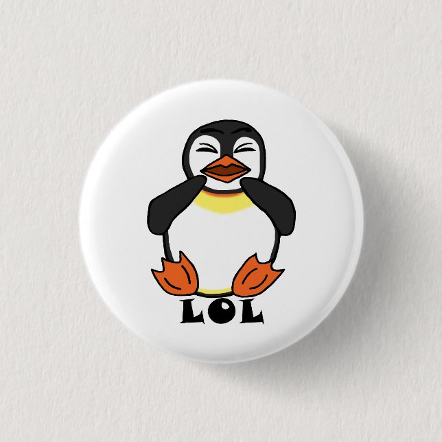 Badge Rond 2,50 Cm LOL Pingouin riant (Devant)