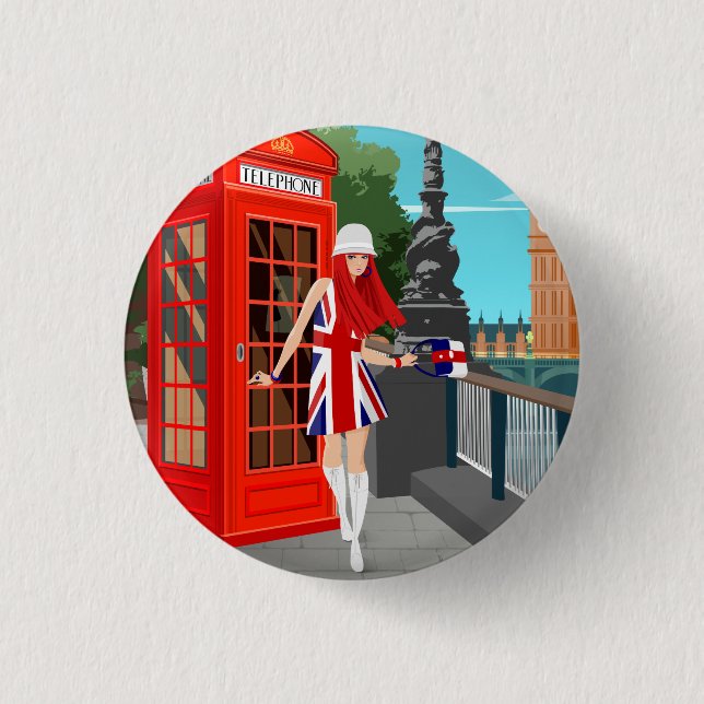 Badge Rond 2,50 Cm Londres Calling (Devant)