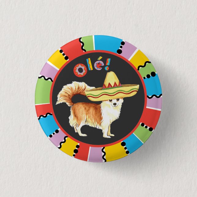Badge Rond 2,50 Cm Long chiwawa de manteau de fiesta (Devant)