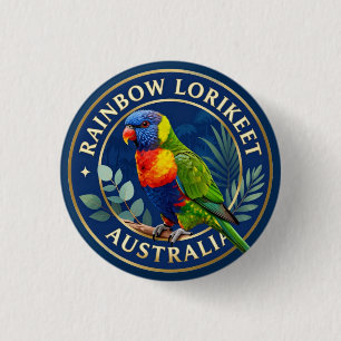 Badge Rond 2,50 Cm 🦜 Loriquet arc-en-ciel Australie Oiseau Tropical