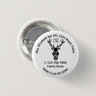 Badge Rond 2,50 Cm Lost Stag Monogram Family Home Adresse