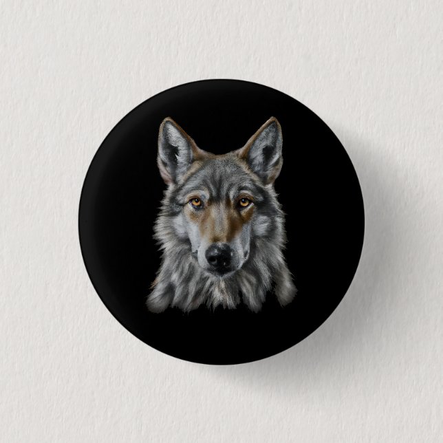 Badge Rond 2,50 Cm Loup (Devant)