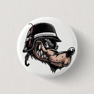 Badge Rond 2,50 Cm Loup de bande dessinée avec de la dynamite sur so