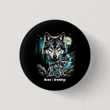 Loup Graphique Rétro Vintage 90s Clair de Lune Sau