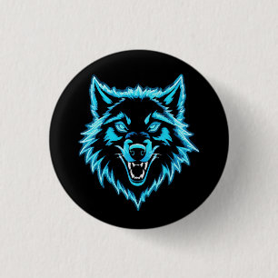 Badge Rond 2,50 Cm Loup Néon