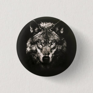 Badge Rond 2,50 Cm Loup Sauvage Monochrome Majestueux