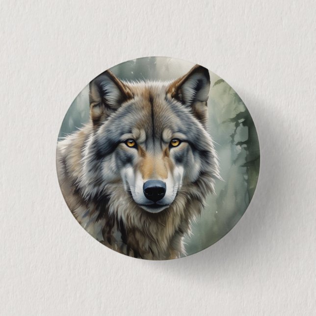 Badge Rond 2,50 Cm Loup solitaire masculin de Sigma (Devant)