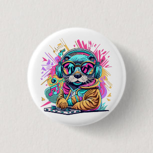 Badge Rond 2,50 Cm loutre Dj ambiance 90