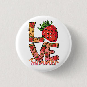Badge Rond 2,50 Cm Love Hello Summer Strawberry Button