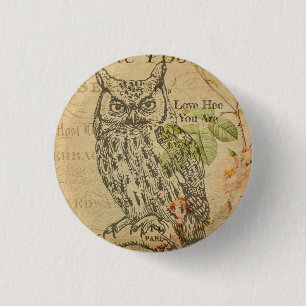 Badge Rond 2,50 Cm Love Hoo Vous Êtes Vintage Owl Mantra