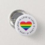 Badge Rond 2,50 Cm Love is Love Rainbow Heart Gay Pride<br><div class="desc">Love is Love. Love has no limits. Celebrate and show your support for the LGBTQ community with this 8-colored rainbow striped heart button / pin with modern "Love is Love is Love... " black text that frames the design. Includes a clean white background.</div>