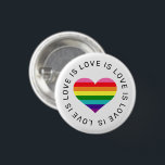 Badge Rond 2,50 Cm Love is Love Rainbow Heart Gay Pride<br><div class="desc">Love is Love. Love has no limits. Celebrate and show your support for the LGBTQ community with this 8-colored rainbow striped heart button / pin with modern "Love is Love is Love... " black text that frames the design. Includes a clean white background.</div>