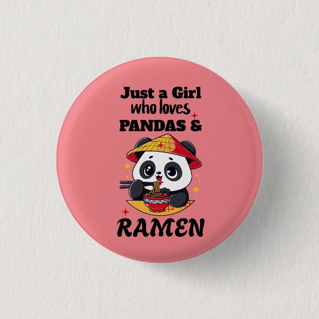 Badge Rond 2,50 Cm Love Pandas et Ramen (Devant)