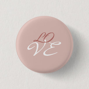 Badge Rond 2,50 Cm Love Rose Gold Color Calligraphy Script
