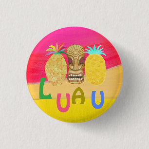 Badge Rond 2,50 Cm Luau Rose Chaud