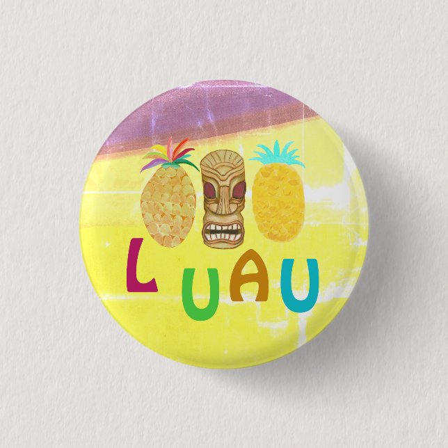 Badge Rond 2,50 Cm Luau Tiki Ananas Estival (Devant)