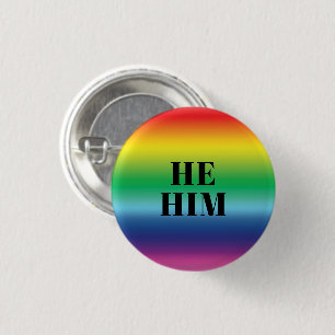 Badge Rond 2,50 Cm Lui, Lui, Pronononounes Lgbtq Lgbt Rainbow Colors