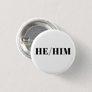 Badge Rond 2,50 Cm Lui, Lui, Pronouns - Lgbtq orgueil noir blanc