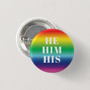 Badge Rond 2,50 Cm Lui, Lui, Son, Pronouns - Lgbtq orgueil arc-en-cie