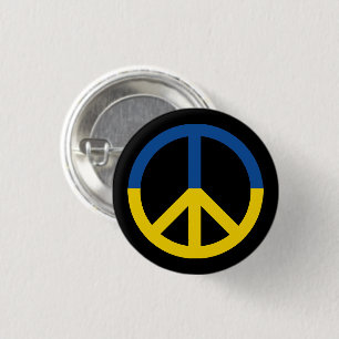 Badge Rond 2,50 Cm L'Ukraine drapeau symbole de paix noir