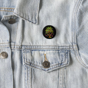 Badge Rond 2,50 Cm Lumière d'arbre de palmier de Noël Hawaïen Tropica