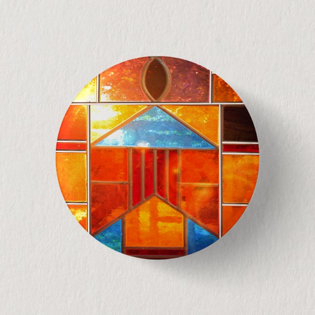 Badge Rond 2,50 Cm Lumière magique déferlant des fenêtres de l'Eglise (Devant)