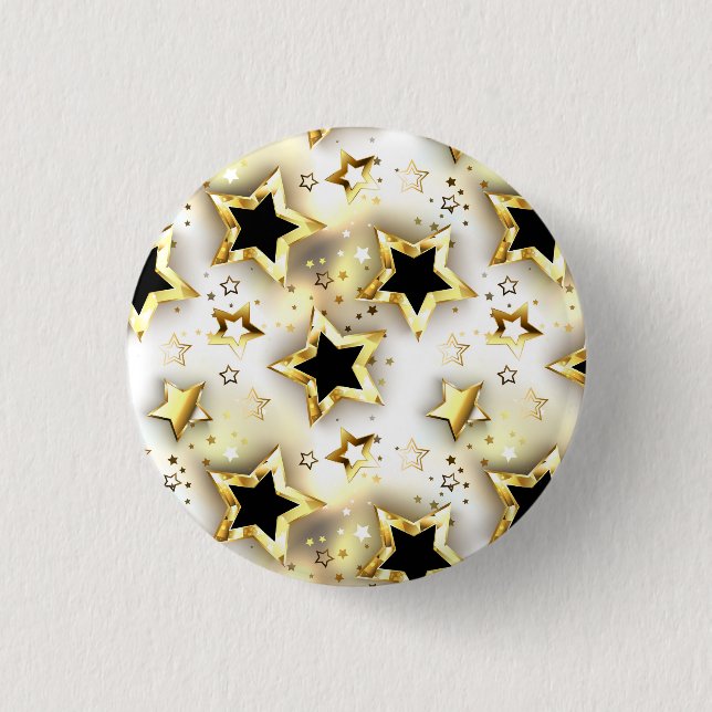 Badge Rond 2,50 Cm Lumière transparente avec étoiles or (Devant)