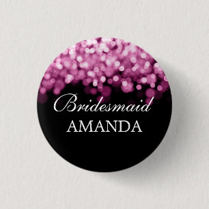 Badge Rond 2,50 Cm Lumières élégantes de rose de faveur de demoise