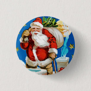 Badge Rond 2,50 Cm Lune de Père Noël