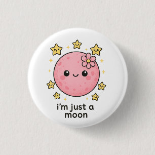 Badge Rond 2,50 Cm Lune rose avec cou