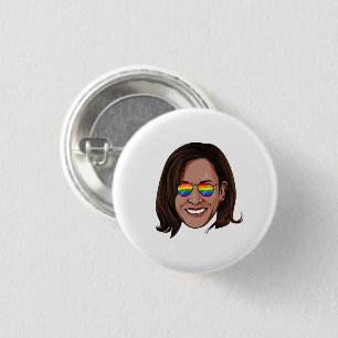 Badge Rond 2,50 Cm Lunettes de soleil Kamala Harris Rainbow