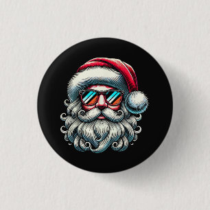 Badge Rond 2,50 Cm Lunettes de soleil rétro visage de Père Noël Noël