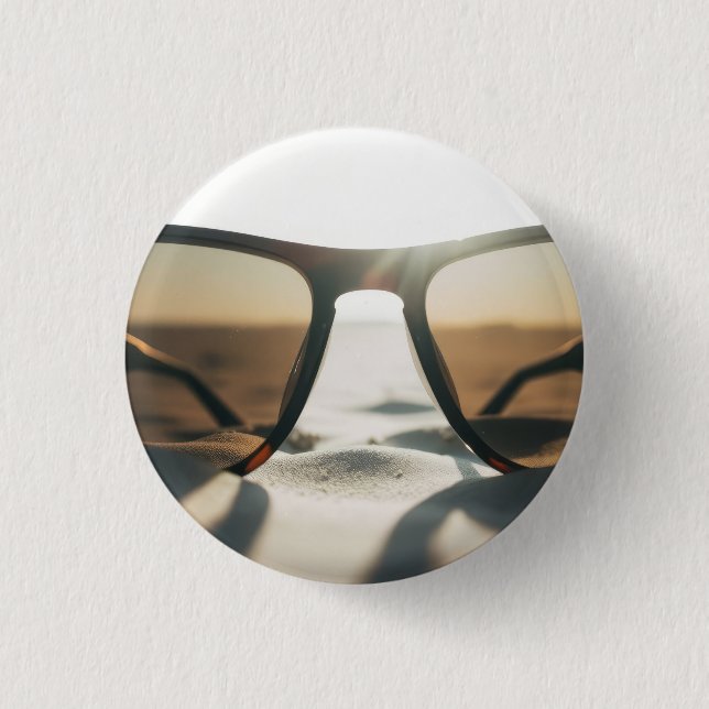 Badge Rond 2,50 Cm Lunettes de soleil sur le sable (Devant)