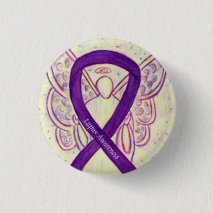 Badge Rond 2,50 Cm Lupus Purple Sensibilisation Ruban Angel personnal